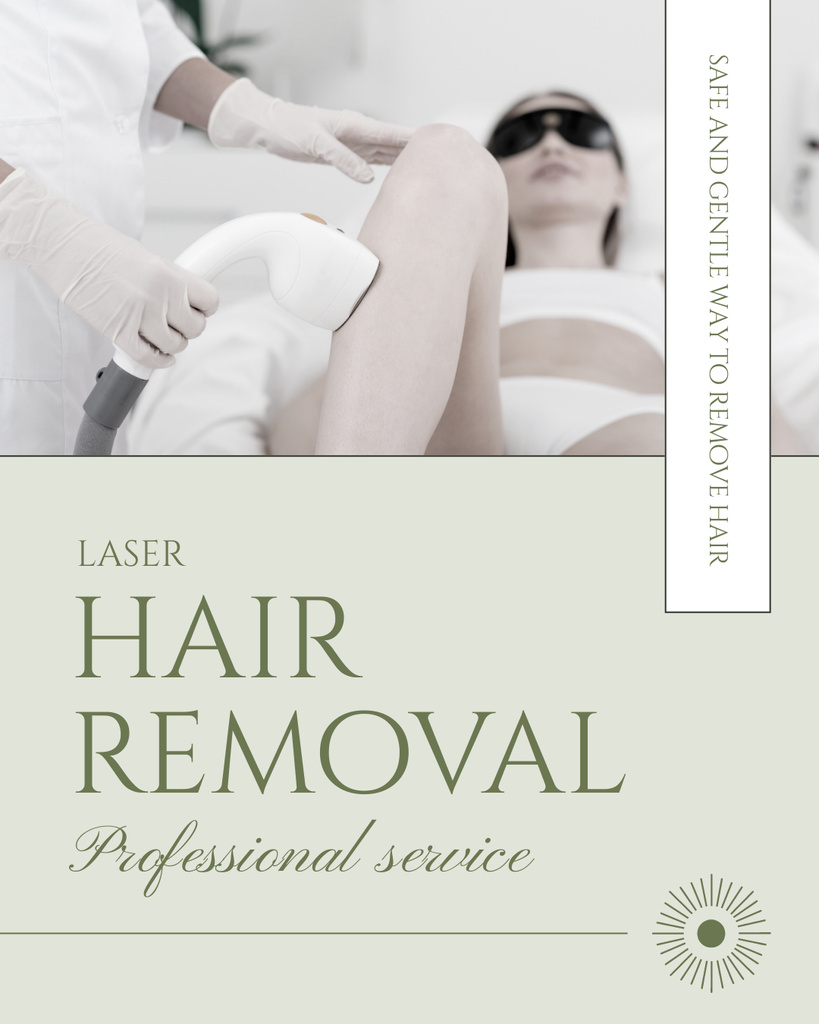 Laser Hair Removal Offer with Woman in White Lingerie Instagram Post Vertical Πρότυπο σχεδίασης