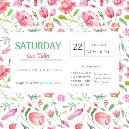 Ecological Event Watercolor Flowers Pattern Instagram AD Design Template