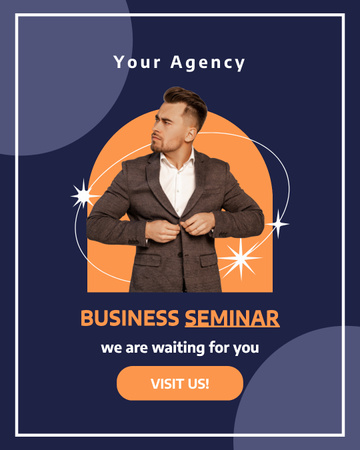 Business Seminar Proposal with Young Businessman Instagram Post Vertical Modelo de Design