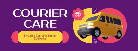 Discount on Courier Services on Purple Layout Facebook cover Design Template
