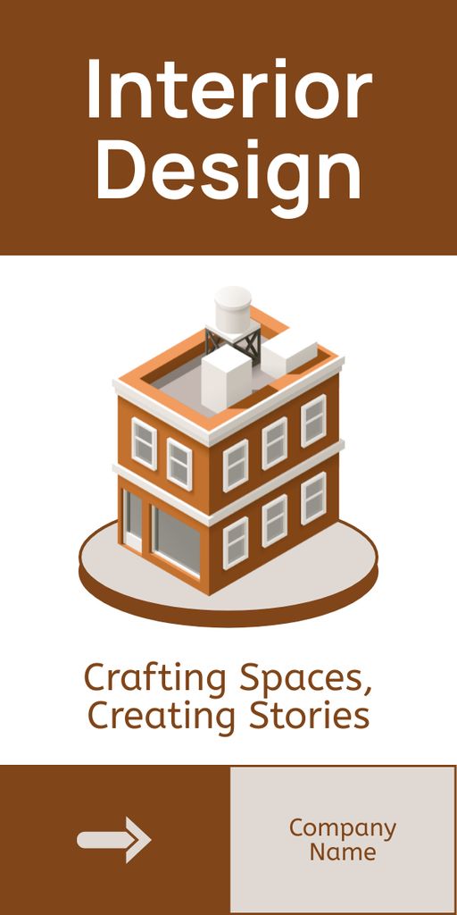 Offer of Interior Design Services with Illustration of Building Graphic – шаблон для дизайну