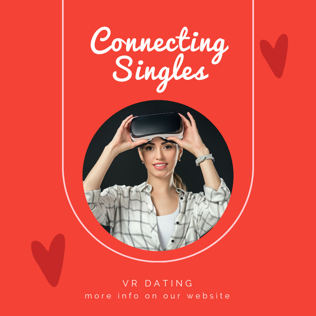 Modèle de visuel Ad of VR Dating with Woman in Virtual Reality Goggles - Instagram