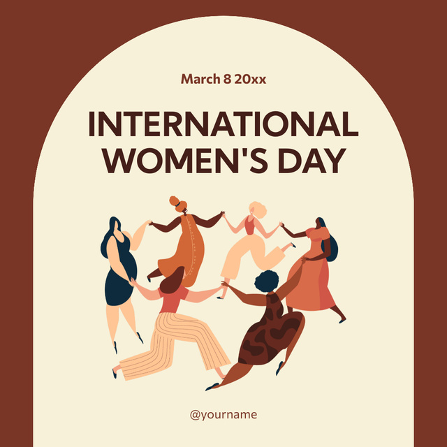 Diverse Women Holding Hands and Dancing on Women's Day Instagram Tasarım Şablonu