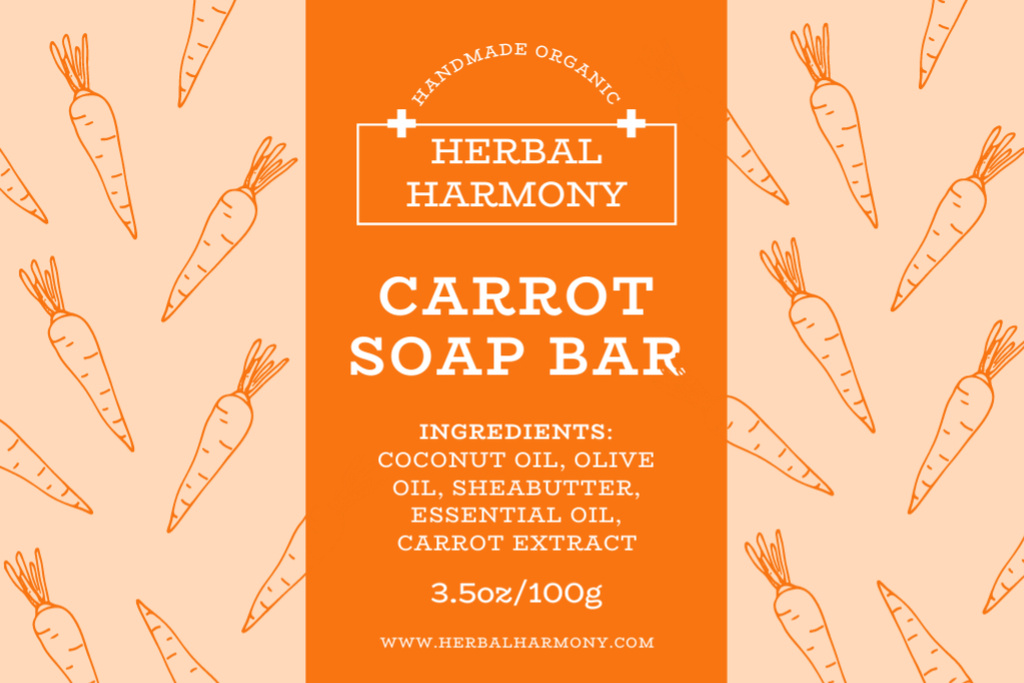 Ontwerpsjabloon van Label van Handmade Soap Bar With Carrot Extract Offer