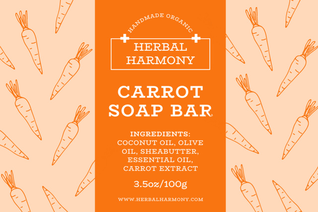 Template di design Handmade Soap Bar With Carrot Extract Offer Label