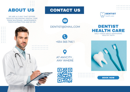 Dental Health Care Services Ad with Doctor Brochure Design Template