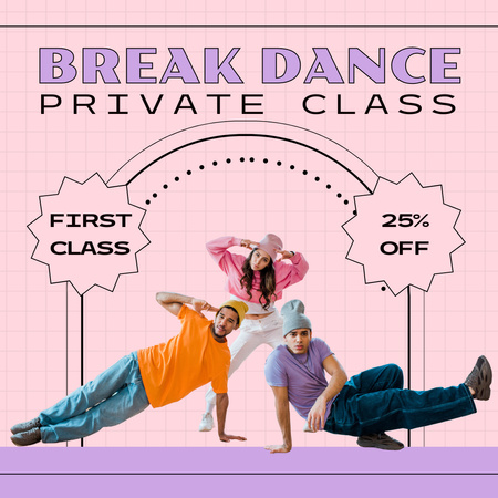 A Break Dance magánosztály hirdetése Instagram tervezősablon