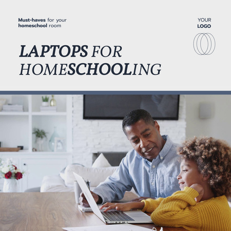 Prodej moderních notebooků pro domácí vzdělávání Animated Post Šablona návrhu