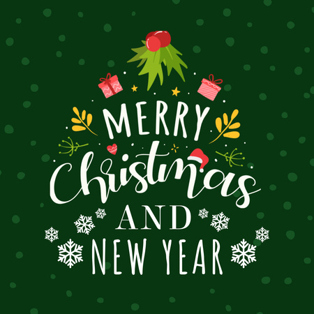 Merry Christmas and Happy New Year on Green Instagram Design Template