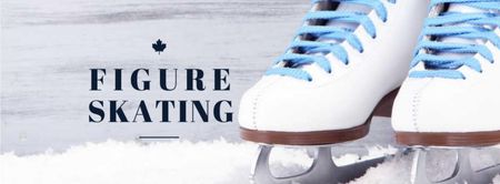 Figure Skating Offer with Skates on Ice Facebook cover Design Template