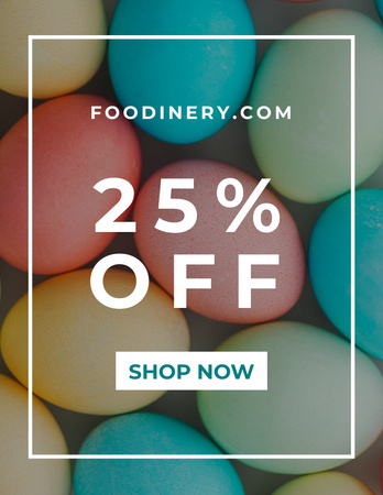 Easter Holiday Discount Ad with Colorful Eggs Flyer 8.5x11in tervezősablon