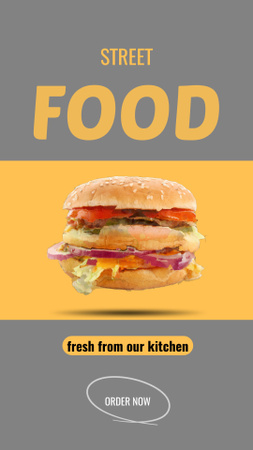 Platilla de diseño Street Food Ad with Various Burgers Instagram Video Story