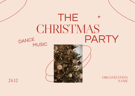Designvorlage Joyful Christmas Party Announcement with Festive Tree für Flyer 5x7in Horizontal