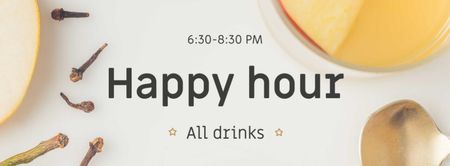 Modèle de visuel Happy Hours offre du vin blanc chaud - Facebook cover