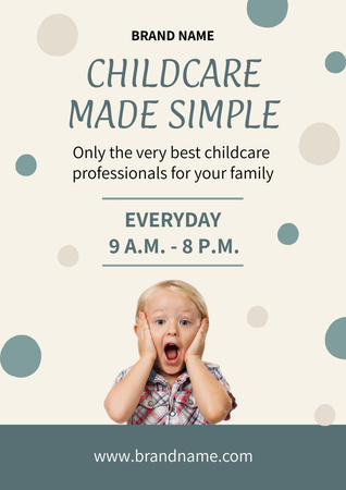 Babysitting Services with Cute Little Baby Poster A3 Design Template