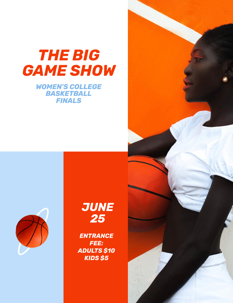 Basketball Game Show Announcement Invitation 13.9x10.7cm Design Template