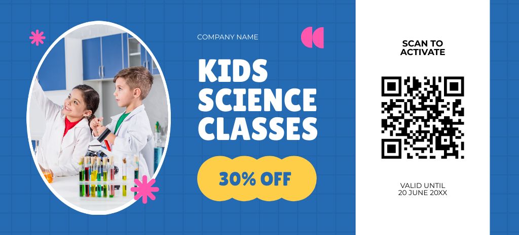 Kids Science Classes Discount Coupon 3.75x8.25in Modelo de Design