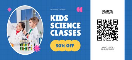 Kids Science Classes Discount Coupon 3.75x8.25in Design Template