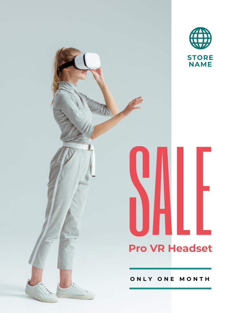 Ontwerpsjabloon van Flyer 8.5x11in van VR Headsets Sale Announcement