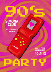 90s Party Announcement with Handheld Game Console
