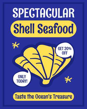 Shell Deniz Ürünleri İndirimli Teklifi Instagram Post Vertical Tasarım Şablonu
