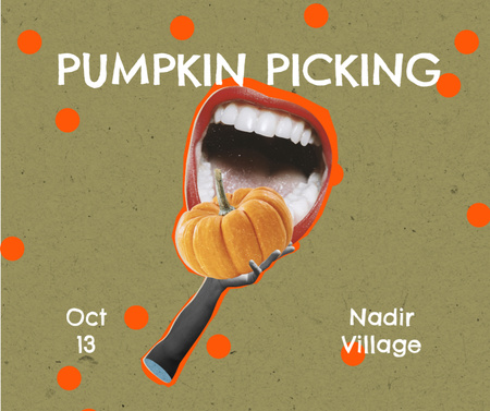 Funny Illustration of Pumpkin in Mouth Facebook Design Template