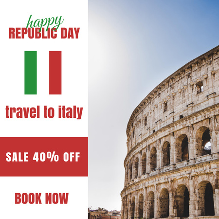 Proposta Especial de Viagem no Dia da República da Itália Instagram Modelo de Design