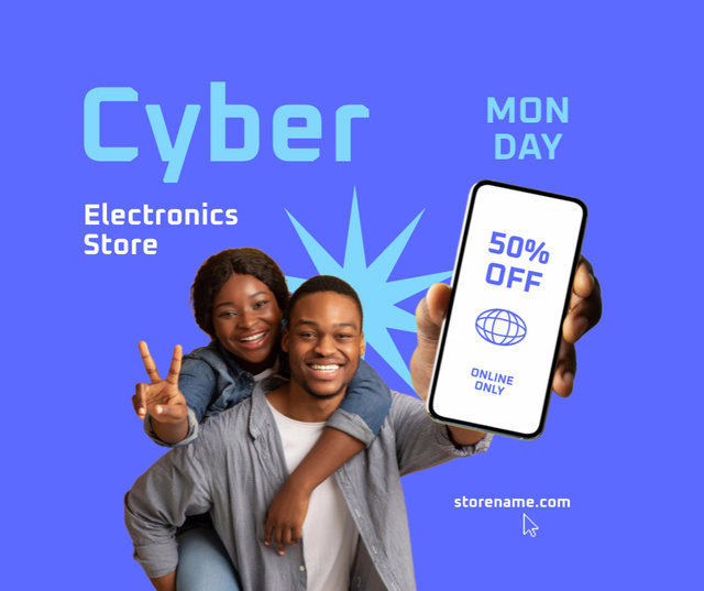 Ontwerpsjabloon van Facebook van Cyber Monday,Electronics store sale