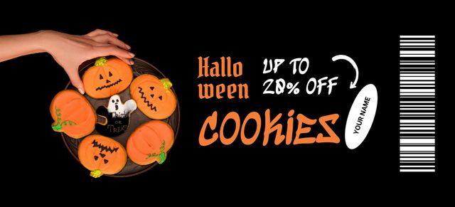 Template di design Halloween Cookies Offer with Discount Coupon 3.75x8.25in