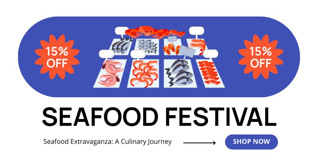 Ad of Festival with Delicious Seafood Facebook ADデザインテンプレート