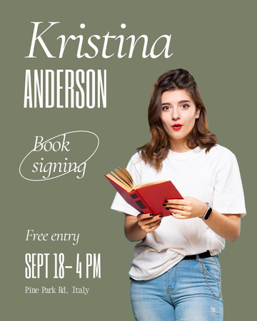 Book Signing Invitation with Author Poster 16x20in Design Template
