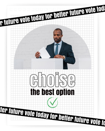 Szablon projektu Czarny człowiek dokonuje wyboru podczas głosowania Instagram Post Vertical
