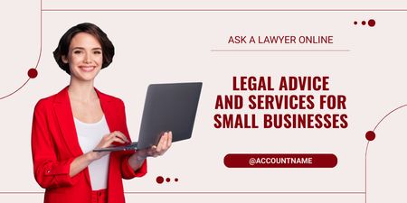 Legal Advice and Services for Small Businesses Twitter Design Template