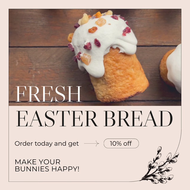 Tasty And Fresh Bread For Easter Sale Offer Animated Post Šablona návrhu