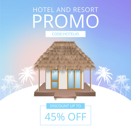 Designvorlage Hotel- und Resort-Promo mit Luxusbungalow für Instagram AD