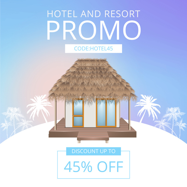 Hotel and Resort Promo with Luxury Bungalow Instagram AD Design Template