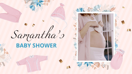 Plantilla de diseño de Baby Shower felicitaciones con ropa de bebé Full HD video 