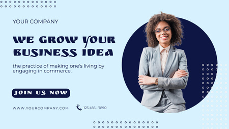 We Grow Your Business Idea Title 1680x945px Design Template