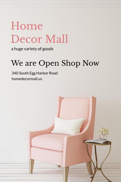 Ontwerpsjabloon van Flyer 4x6in van Furniture Store Ad with Cozy Pink Armchair