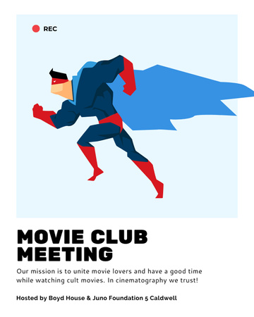 Movie Club Meeting Man in Superhero Costume Poster 16x20in Design Template