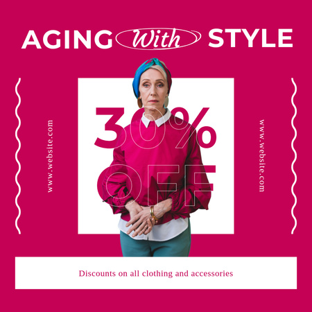 Nabídka výprodeje stylového oblečení pro seniory se sloganem Instagram Šablona návrhu
