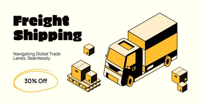 Offer of Discount on Freight Shipping Facebook AD Modelo de Design