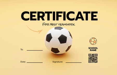 Modèle de visuel Prix du meilleur travail d'équipe de football - Certificate 5.5x8.5in