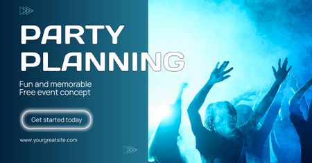 Offering Party Planning Services with Cheerful Crowd Facebook AD Design Template