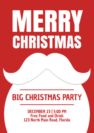 サンタヒゲでクリスマスお祝いのお知らせ Posterデザインテンプレート