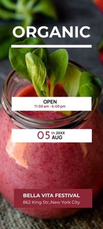 Berries For Organic Food Festival Invitation 9.5x21cm Design Template