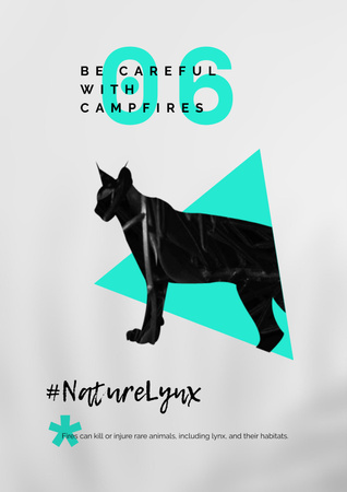 Plantilla de diseño de Fauna Protection Campaign with Lynx Illustration Poster 