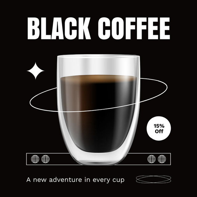 Classic Coffee In Glass With Discount And Slogan Instagram AD Design Template