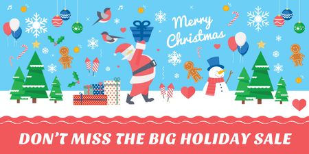 Template di design Vendita di vacanze di Natale con Babbo Natale consegna regali Twitter