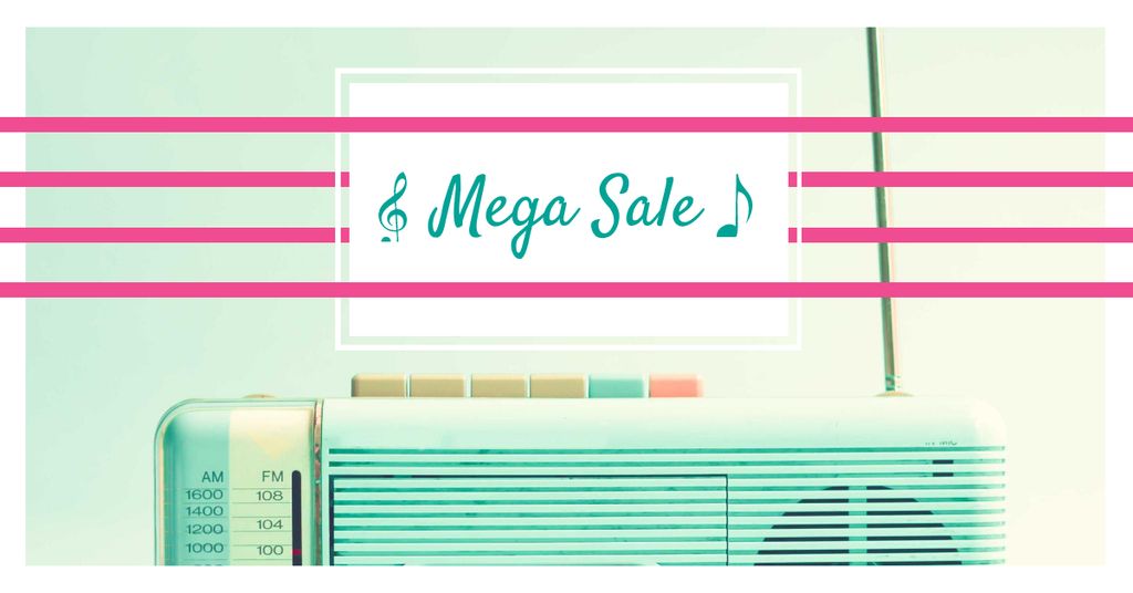 Sale Announcement with Vintage Radio Facebook ADデザインテンプレート